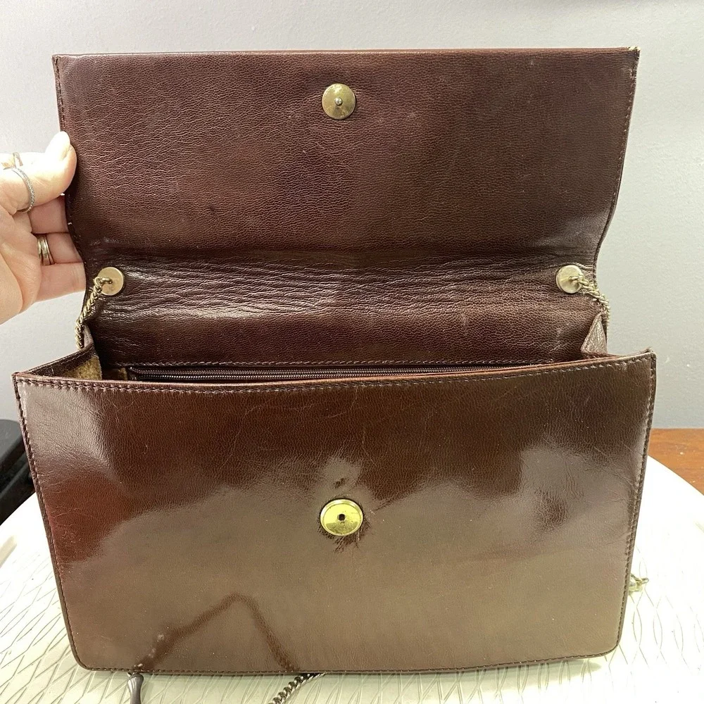 Vintage Unbranded Women's‎ Leather Brown Shoulder Or Clutch Purse 7x10.5x2.5